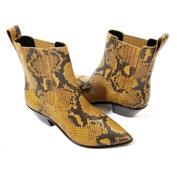 Loeffler Randall Aylin Amber Western Bootie Boho Brown Snake Print Block Boot 7 - Picture 5 of 11